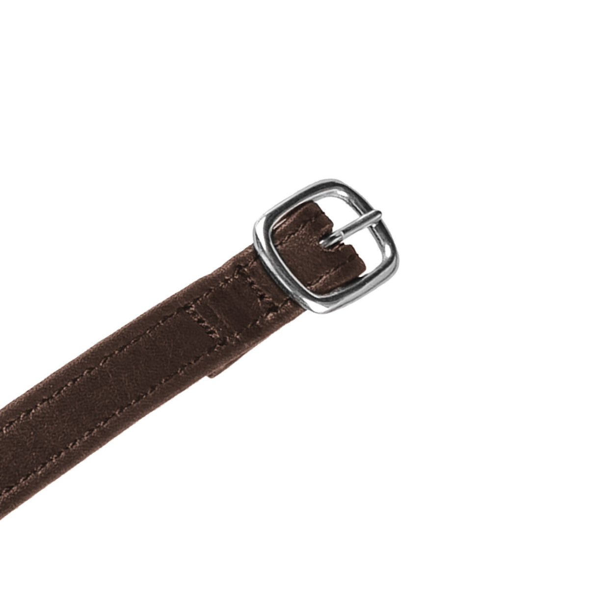 Spur straps in double leather and silver buckle