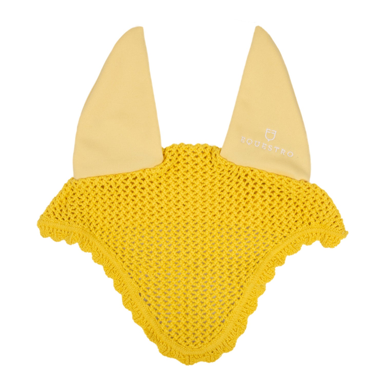 Knitted fly veil with elastic ears.