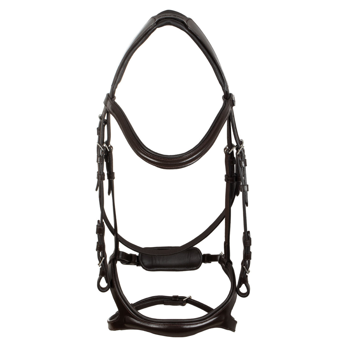 Snaffle bridle with anatomical curved noseband