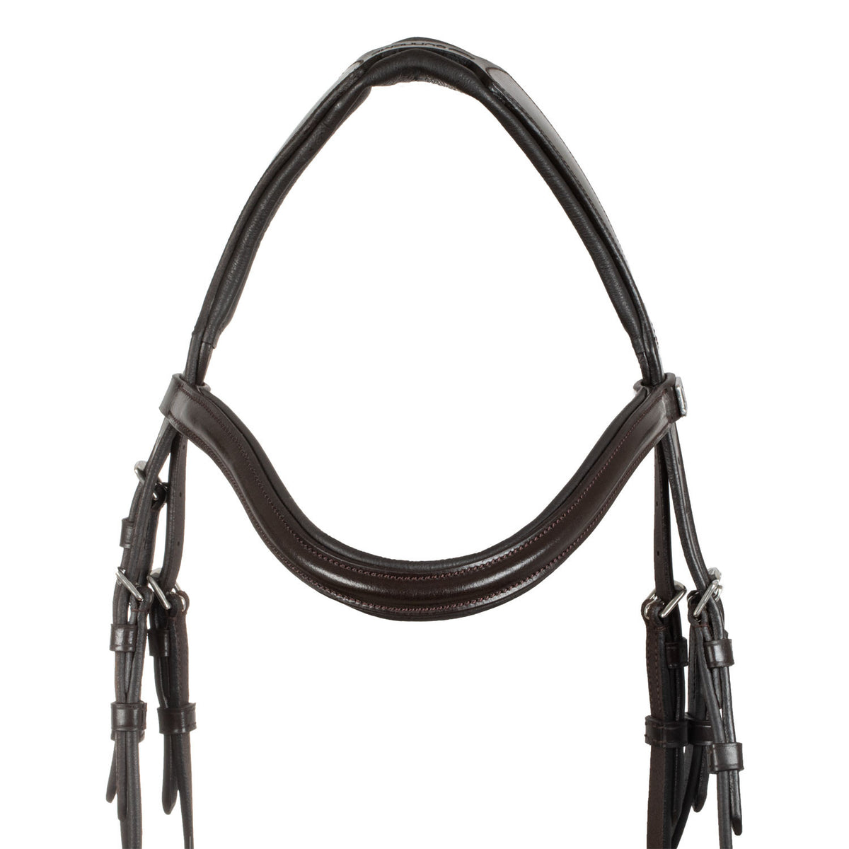 Snaffle bridle with anatomical curved noseband