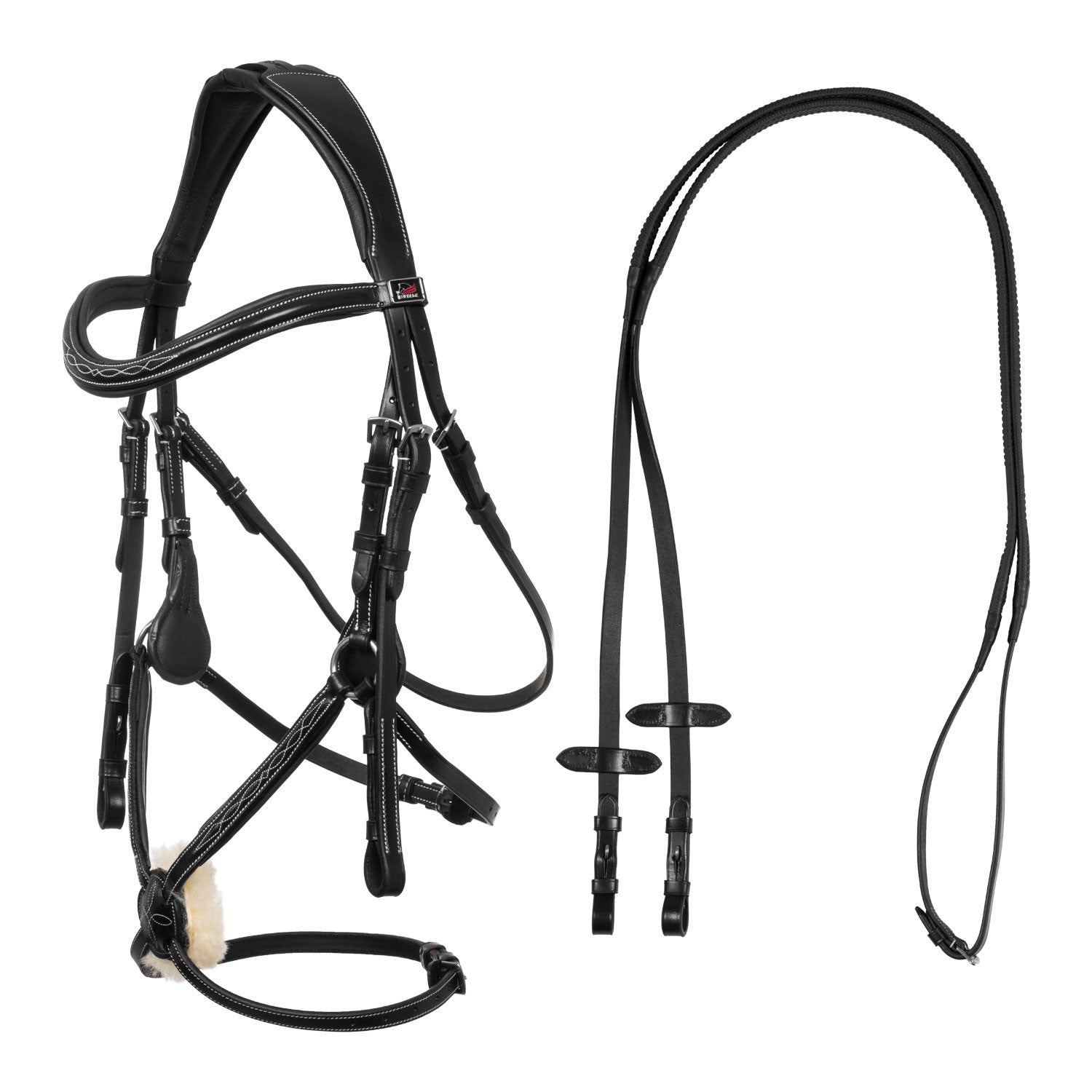 Mexican bridle with anatomical and curved noseband.