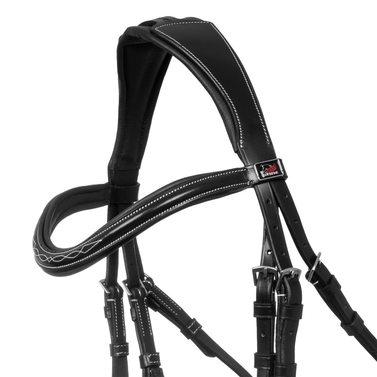 Mexican bridle with anatomical and curved noseband