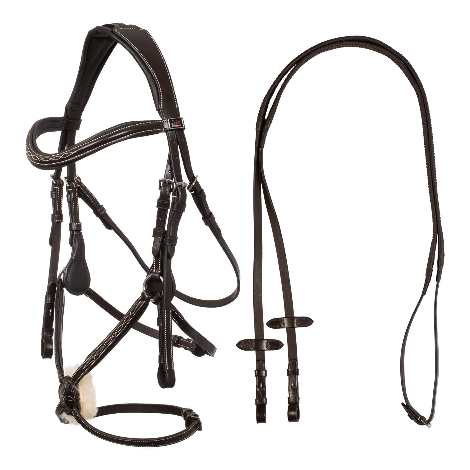 Mexican bridle with anatomical and curved noseband.