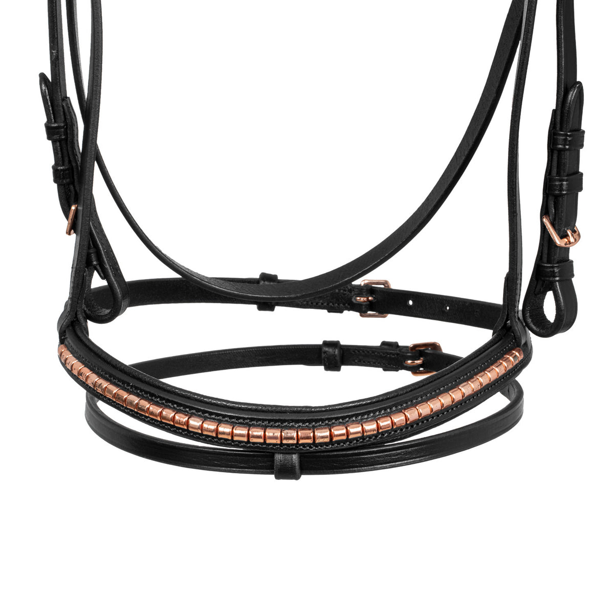 ENGLISH BRIDLE WITH ROSE GOLD BIT DECORATION