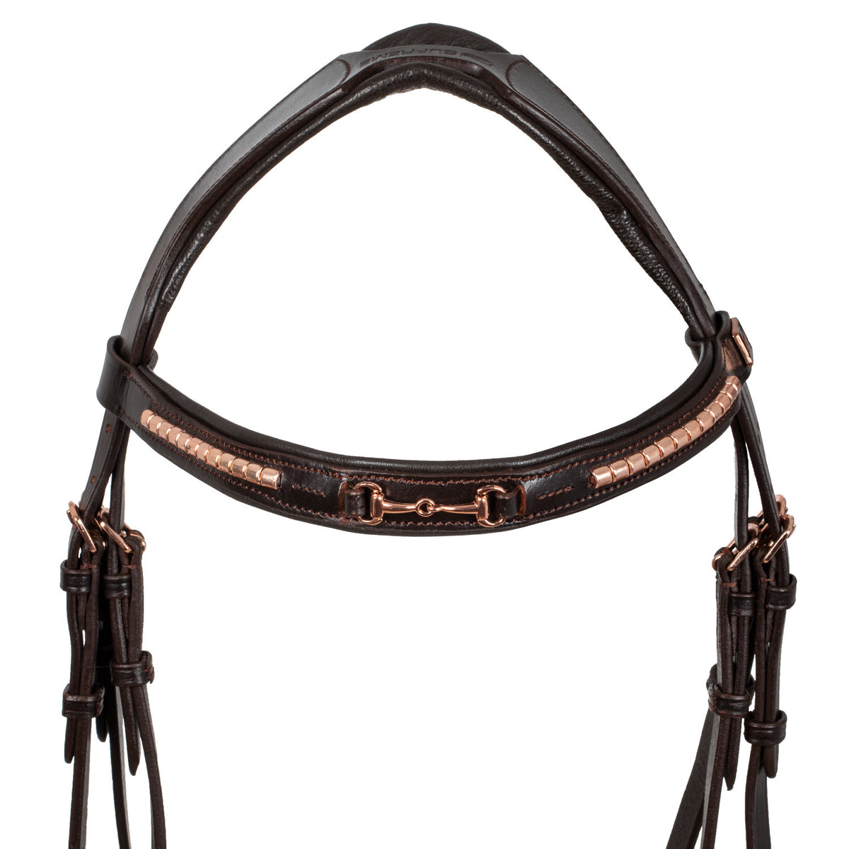 ENGLISH BRIDLE WITH ROSE GOLD BIT DECORATION