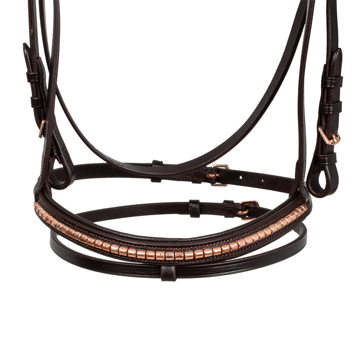 ENGLISH BRIDLE WITH ROSE GOLD BIT DECORATION