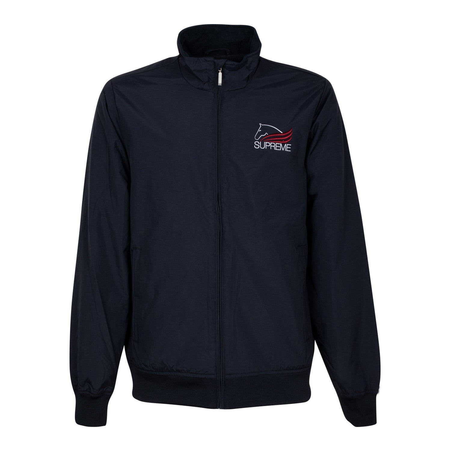 Unisex bomber in technical fabric with fleece lining.
