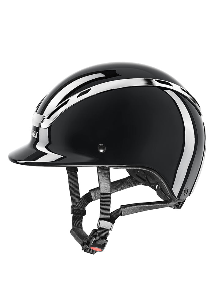 Uvex Exxeed Shiny Chrome Riding Helmet.