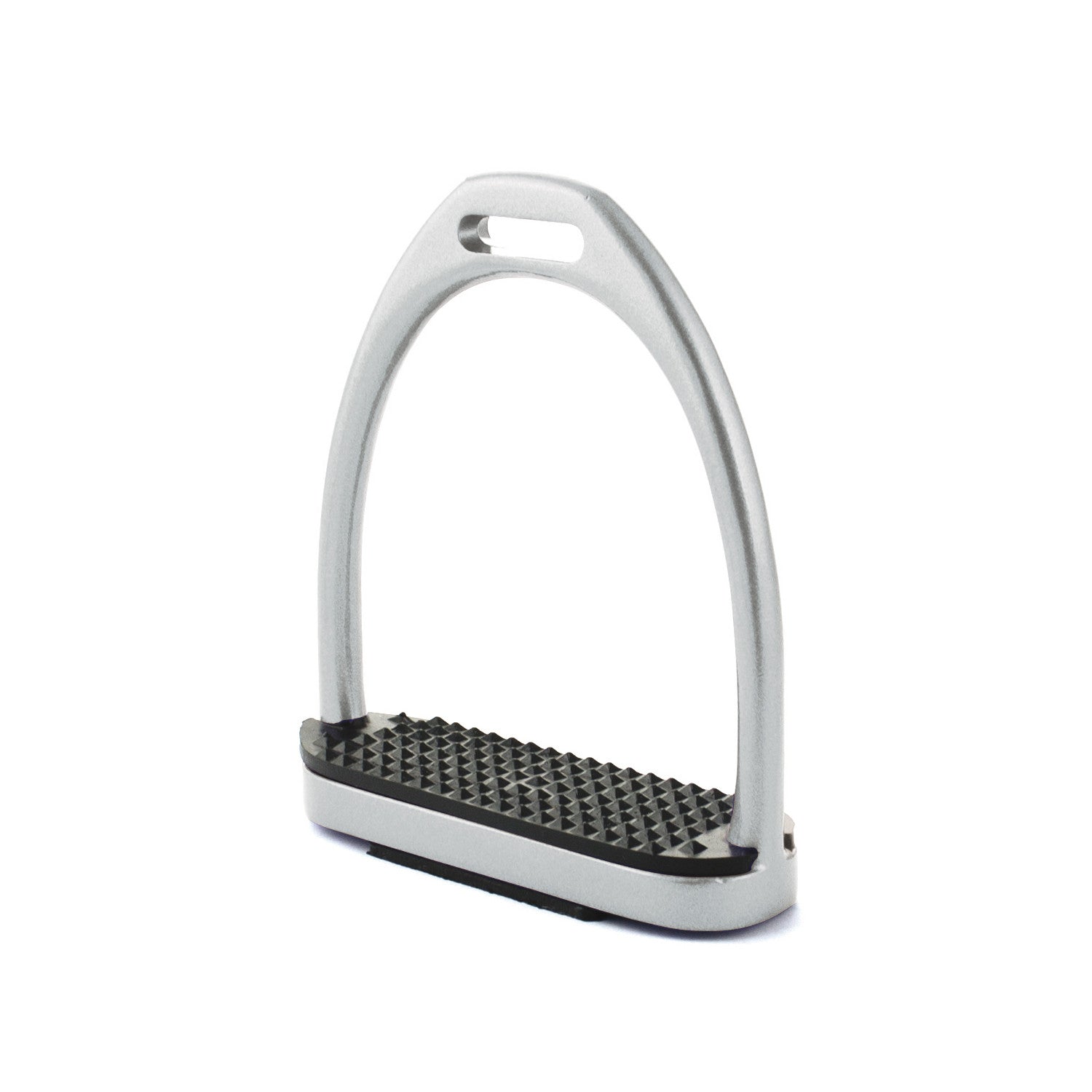 ALUMINUM STIRRUPS WITH RUBBER PADS.