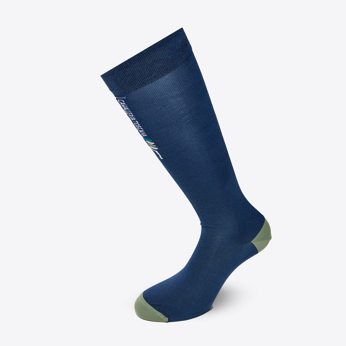 Cavalleria Toscana CT Performance Knee-High Riding Sock featuring a ribbed cuff, contrasting heel and toe detailing and signature Cavalleria Toscana logo lettering on the calf.