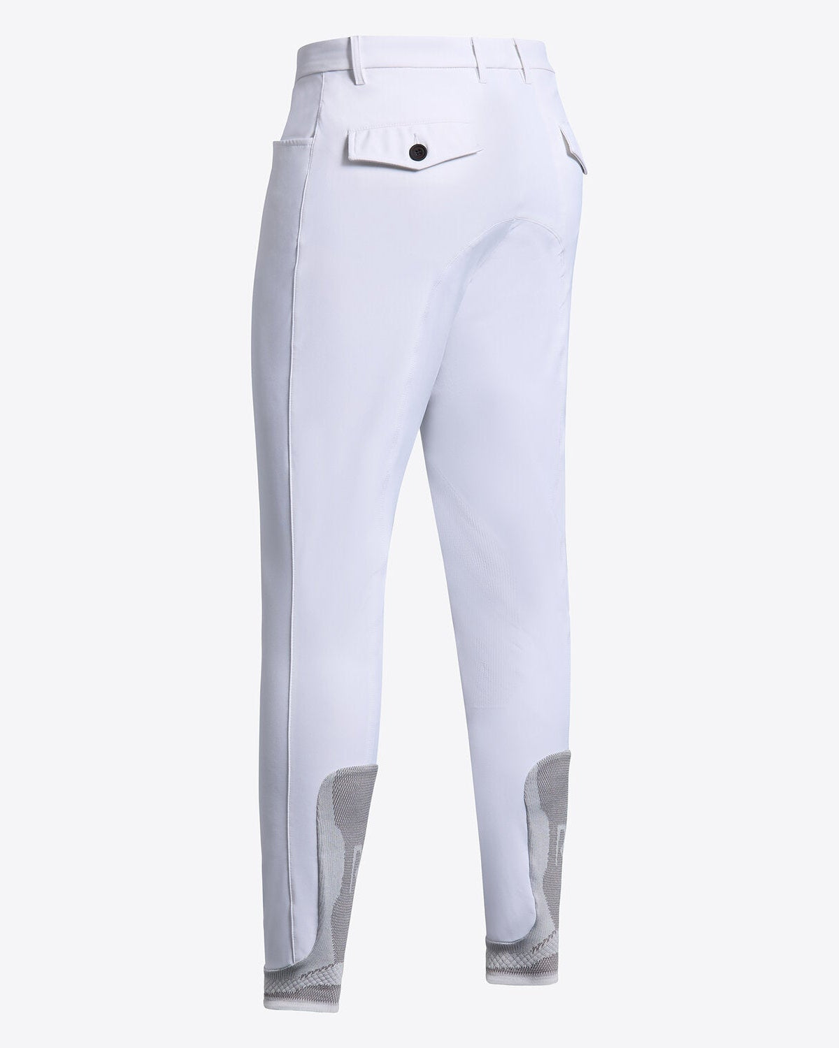 Rear view of Cavalleria Toscana CT Mens Revolution Breeches featuring a tailored fit, belt loops, front pockets, zip thigh pocket and contrasting ankle cuffs.