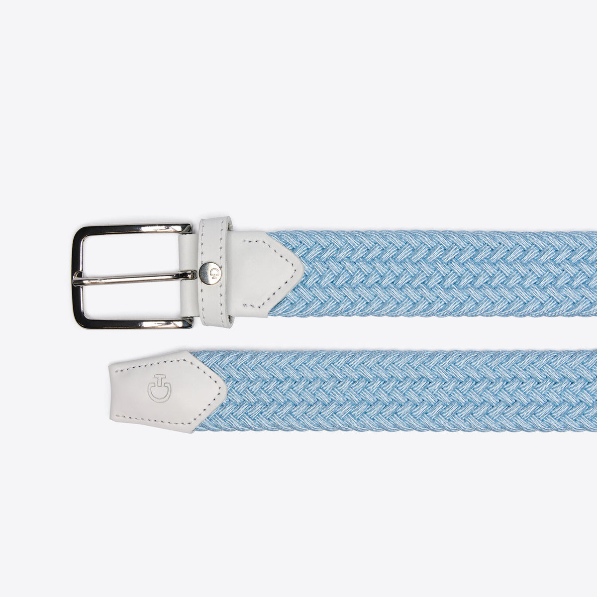 Cavalleria Toscana CT Ladies Elastic Belt featuring a textured woven rayon design, leather detailing, metal pin buckle and subtle CT logo branding.