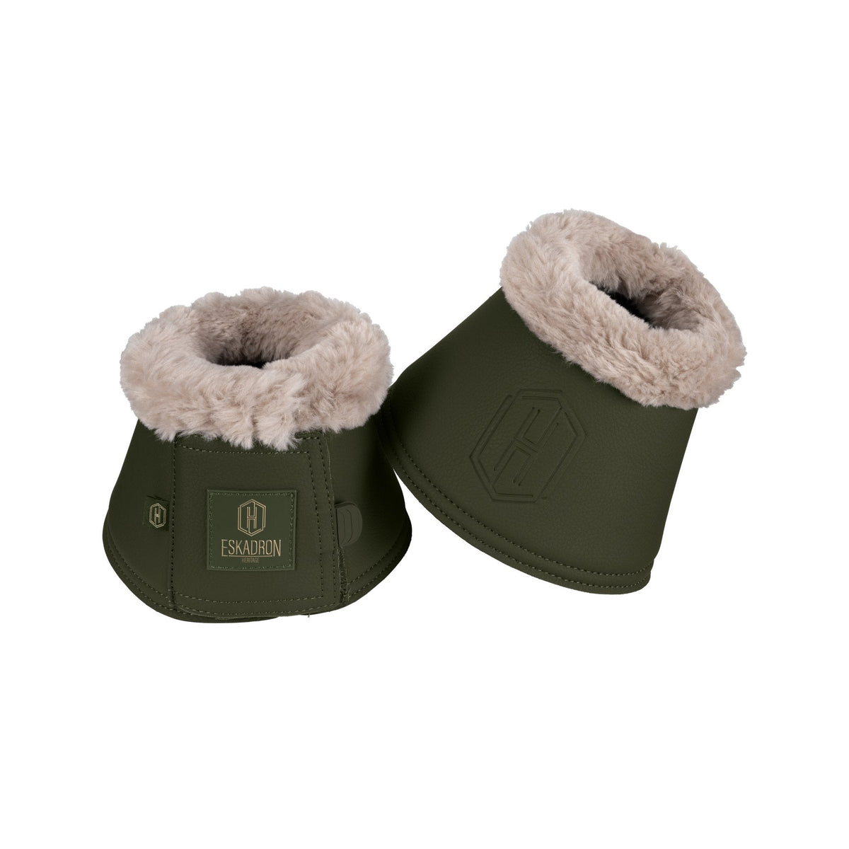 HERITAGE FAUX LEATHER FAUX FUR Bell Boots - Deep Moss