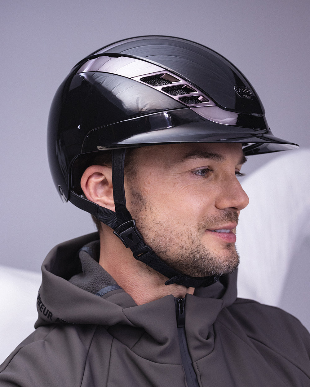 Abus x Pikeur AirLuxe Chrome Riding Helmet.