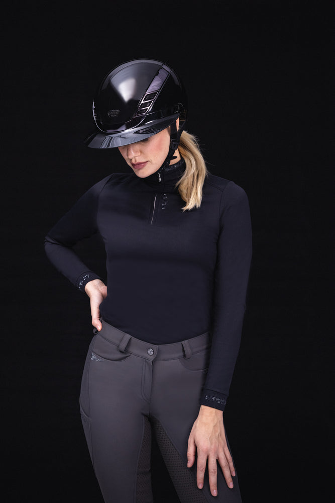 Abus x Pikeur AirLuxe Chrome Riding Helmet - Long Visor.