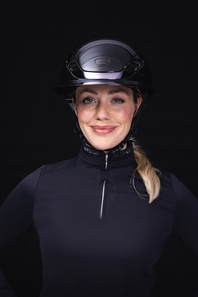 Abus x Pikeur AirLuxe Chrome Riding Helmet - Long Visor.