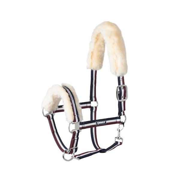 Eskadron Lambskin Pin Buckle Headcollar -Nightblue-White-Blackberry-Pony (P2)-