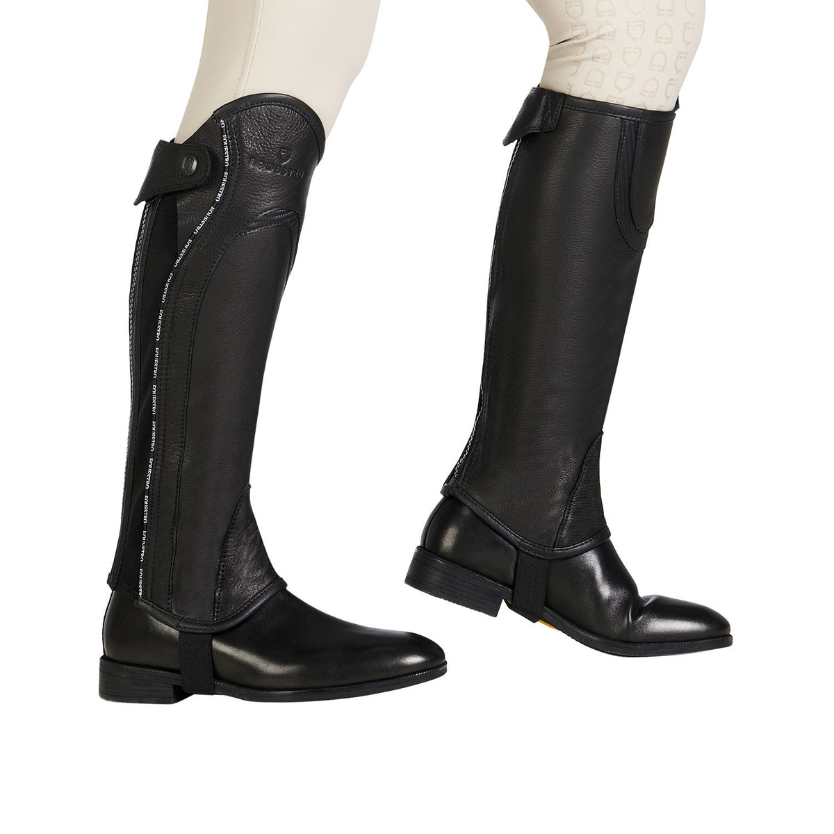 Unisex leather gaiters with contrasting profile