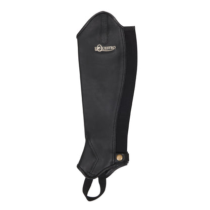 Unisex soft leather gaiters with rear zip.