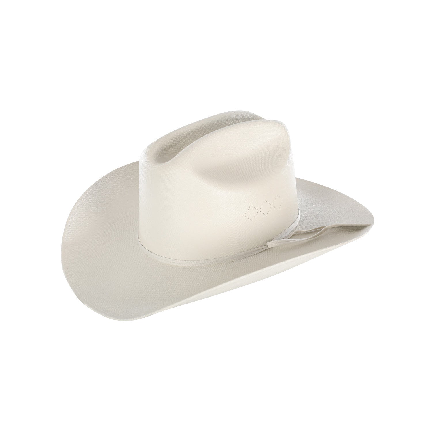 STIFF STRAW HAT WITH PLUME ON TOP.