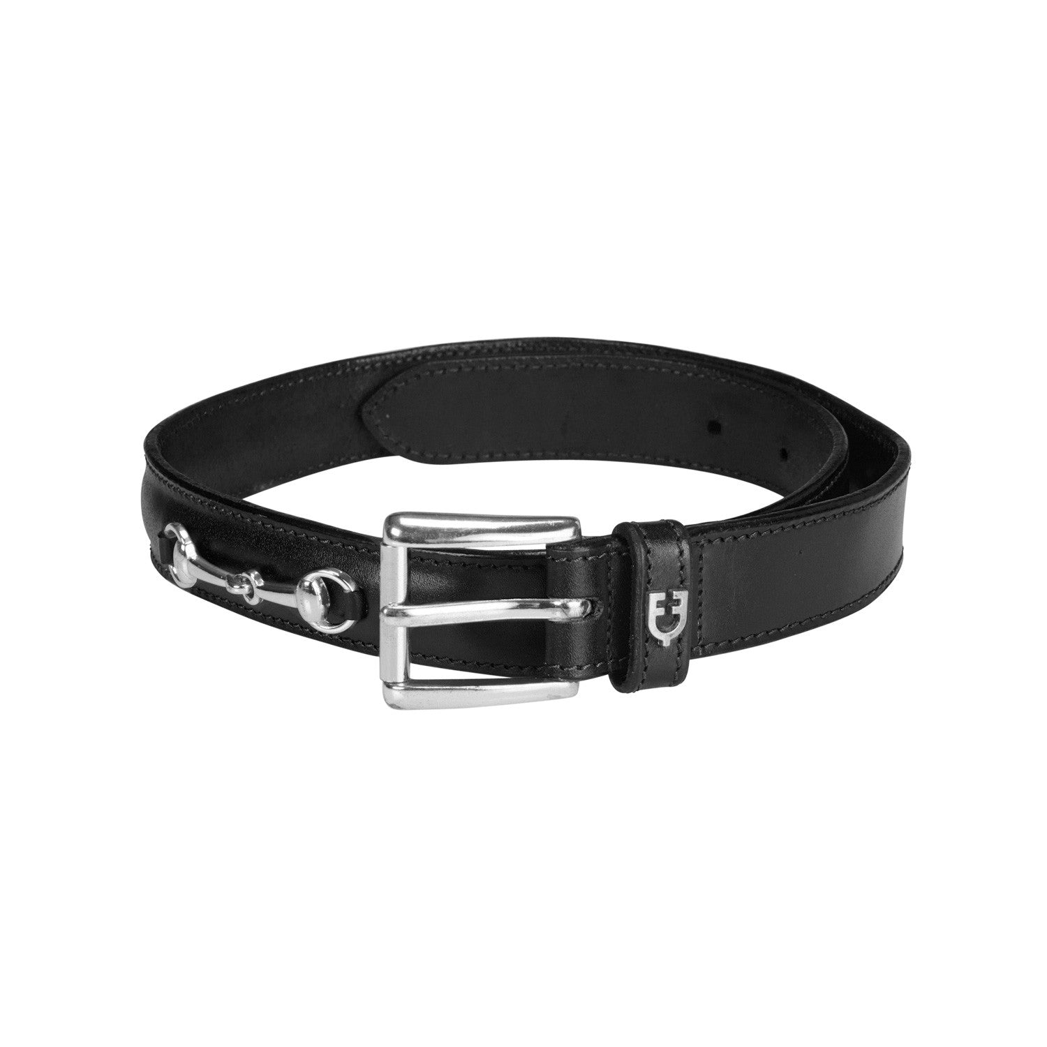 Leather belt with snaffle bits.