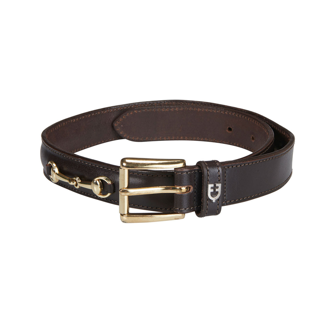 Leather belt with snaffle bits.