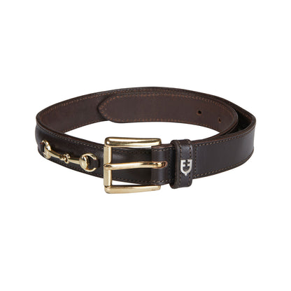 Leather belt with snaffle bits.