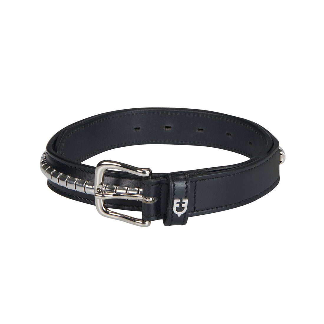 Leather belt with silver clincher.