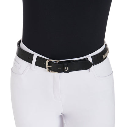 Leather belt with silver clincher
