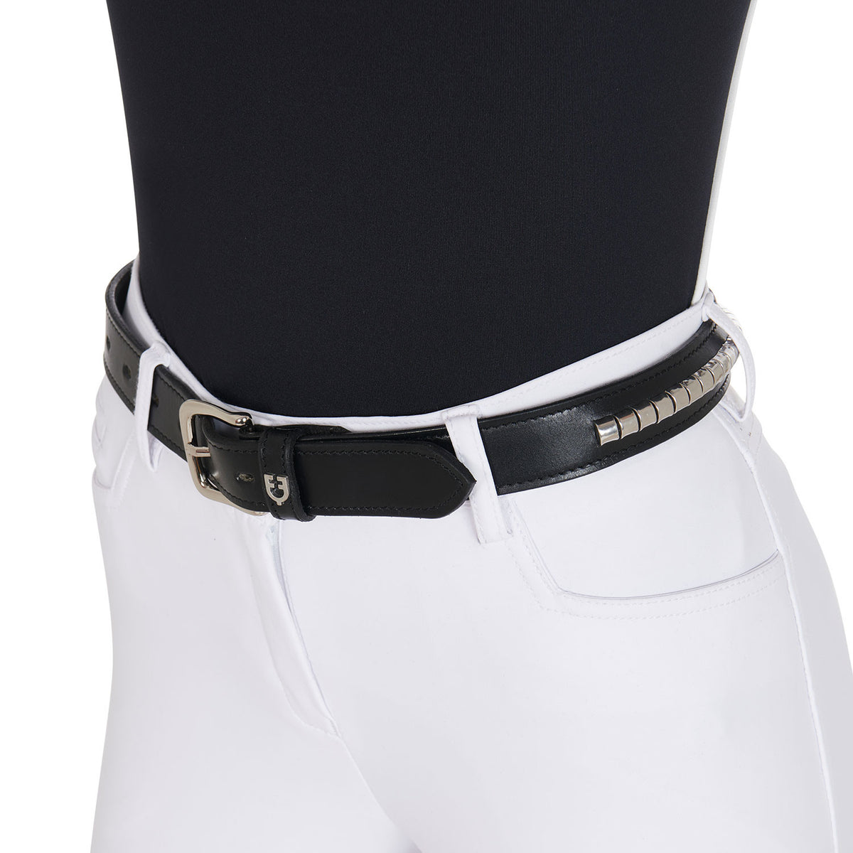 Leather belt with silver clincher