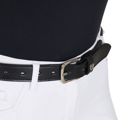 Leather belt with silver clincher