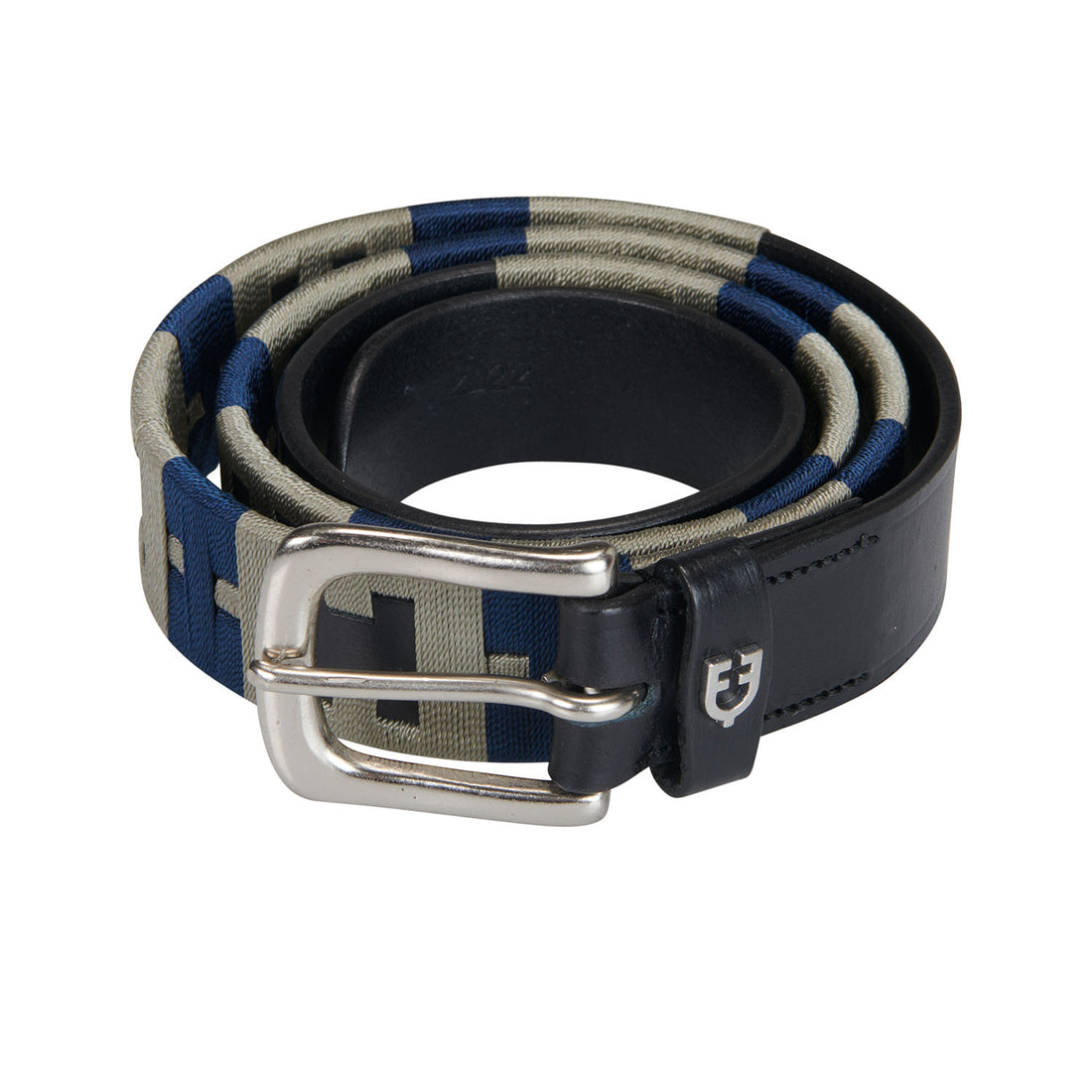 Leather belt with geometric pattern.