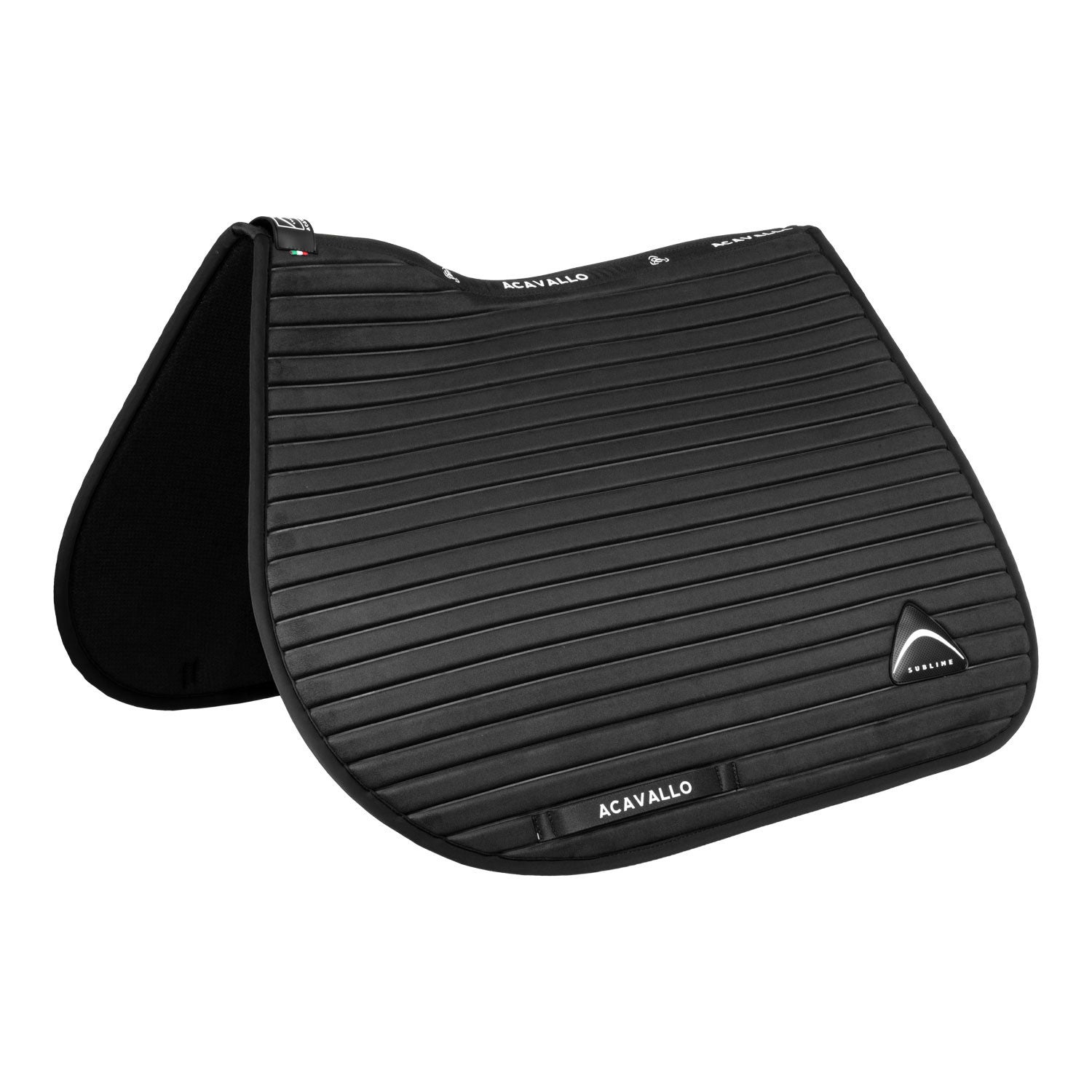 Sublime striped jumping saddle pad in suede.