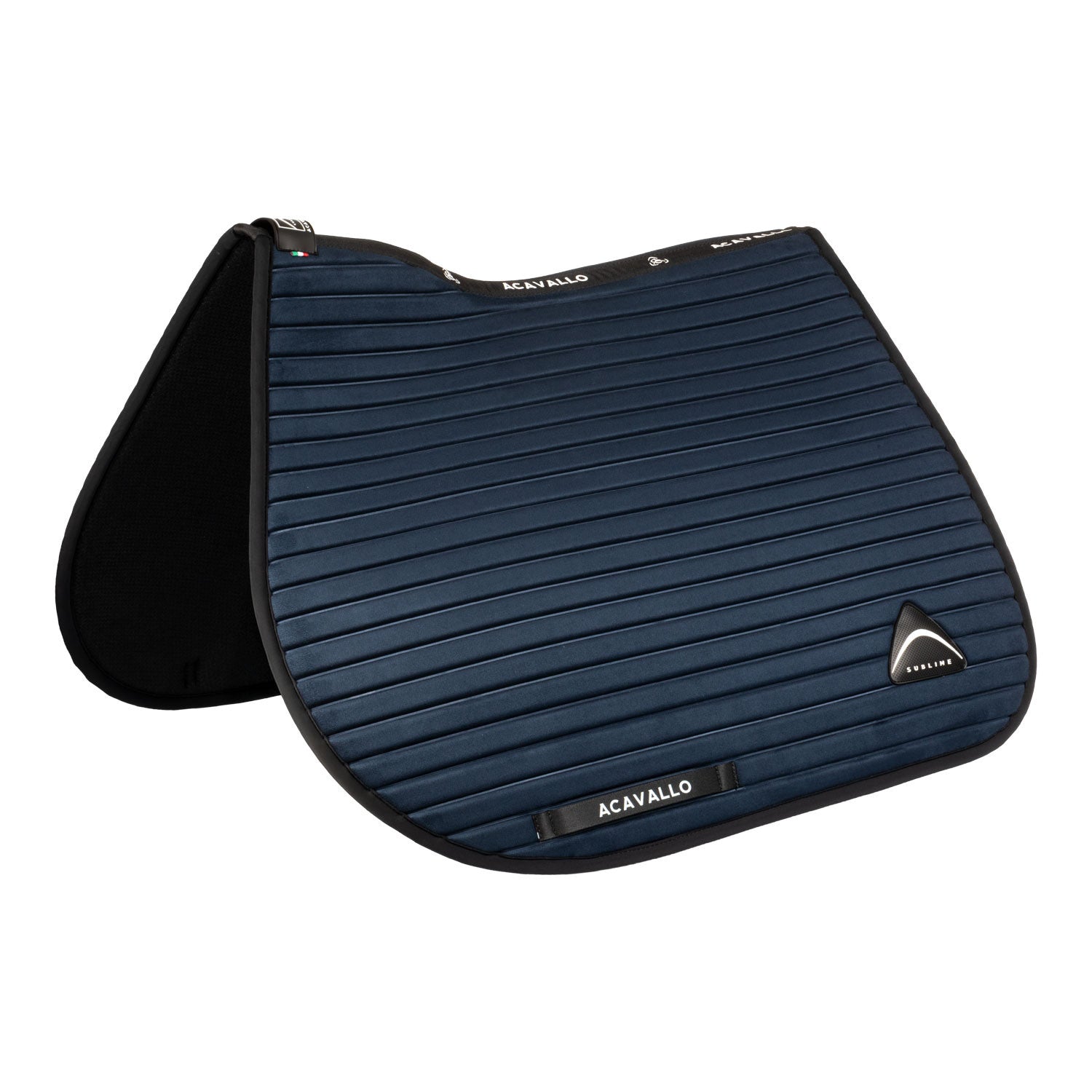 Sublime striped jumping saddle pad in suede.