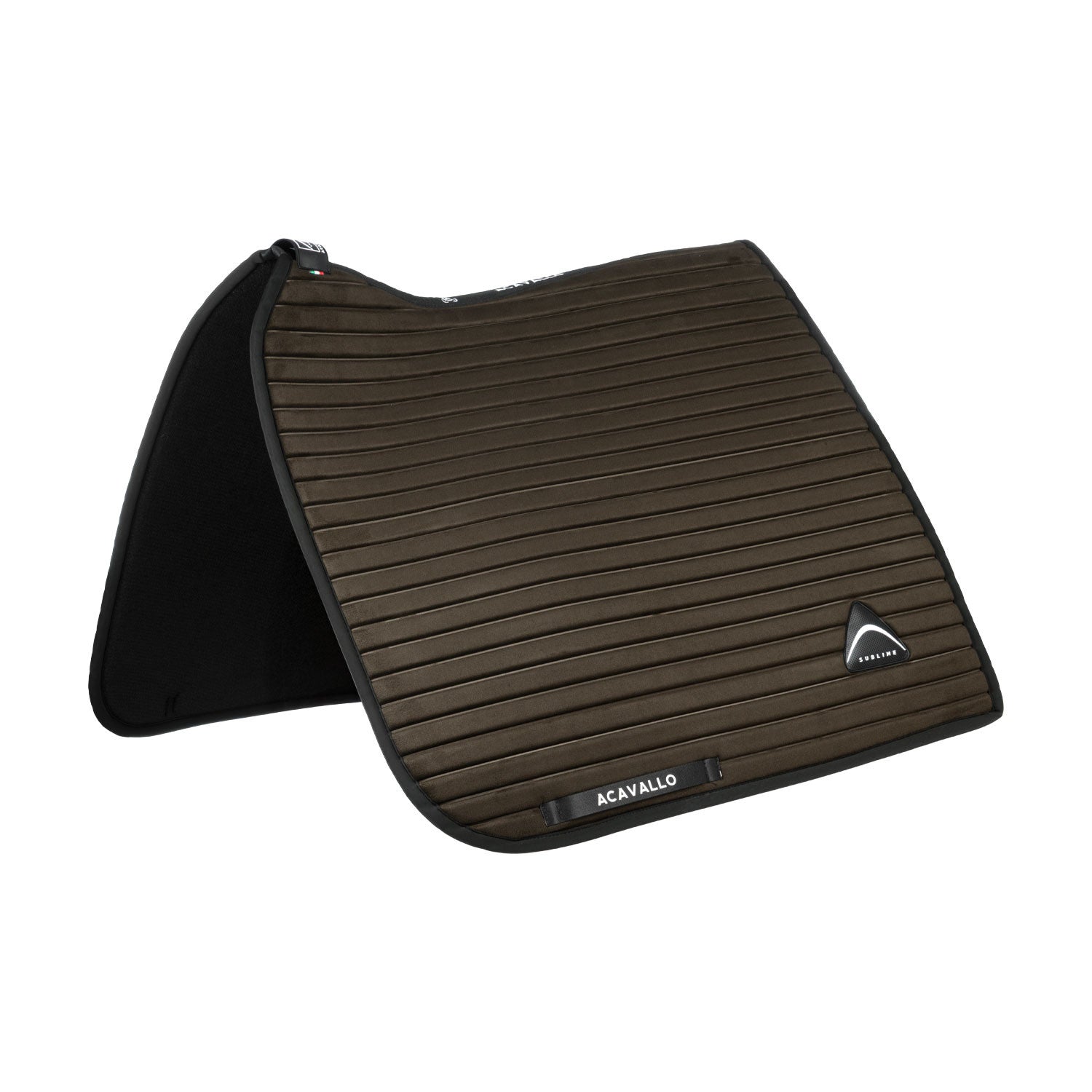 Sublime striped dressage saddle pad in technical fabric.