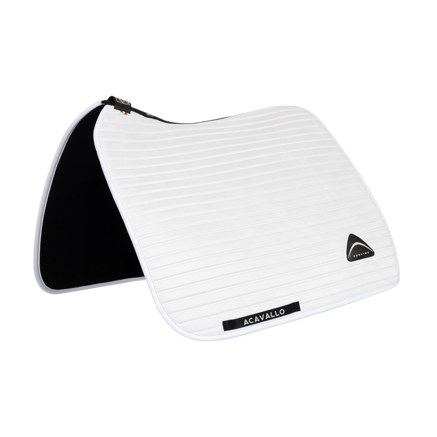 Sublime striped dressage saddle pad in technical fabric.