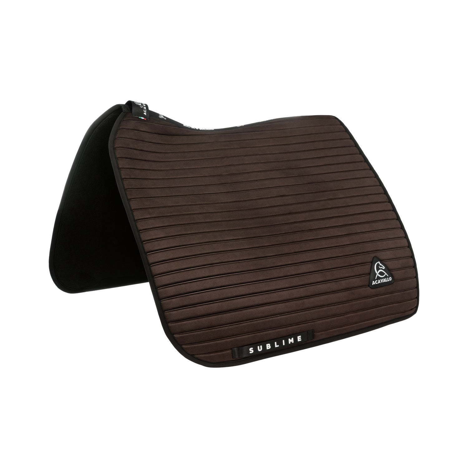 Sublime striped dressage saddle pad in suede.