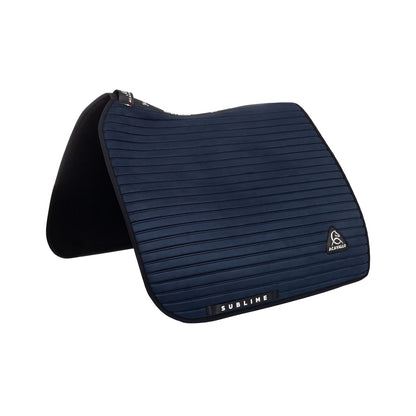 Sublime striped dressage saddle pad in suede.