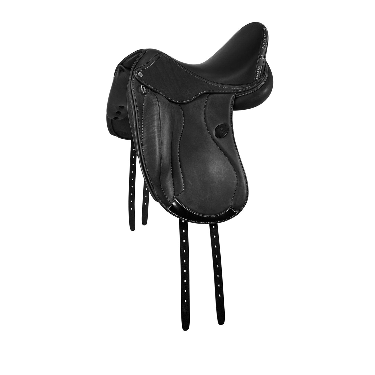 Mantegna dressage saddle long knee blocks.