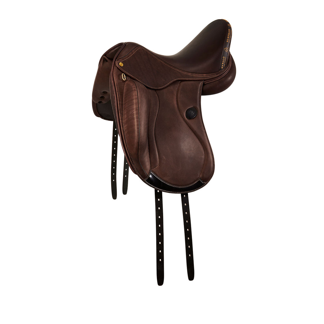 Mantegna dressage saddle long knee blocks.