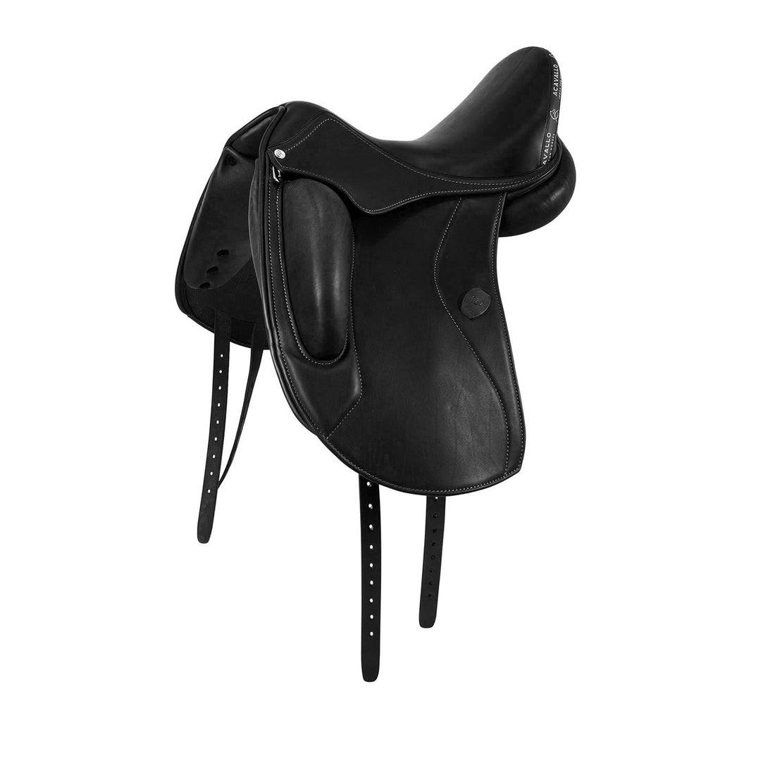 Perugino dressage saddle short knee blocks.