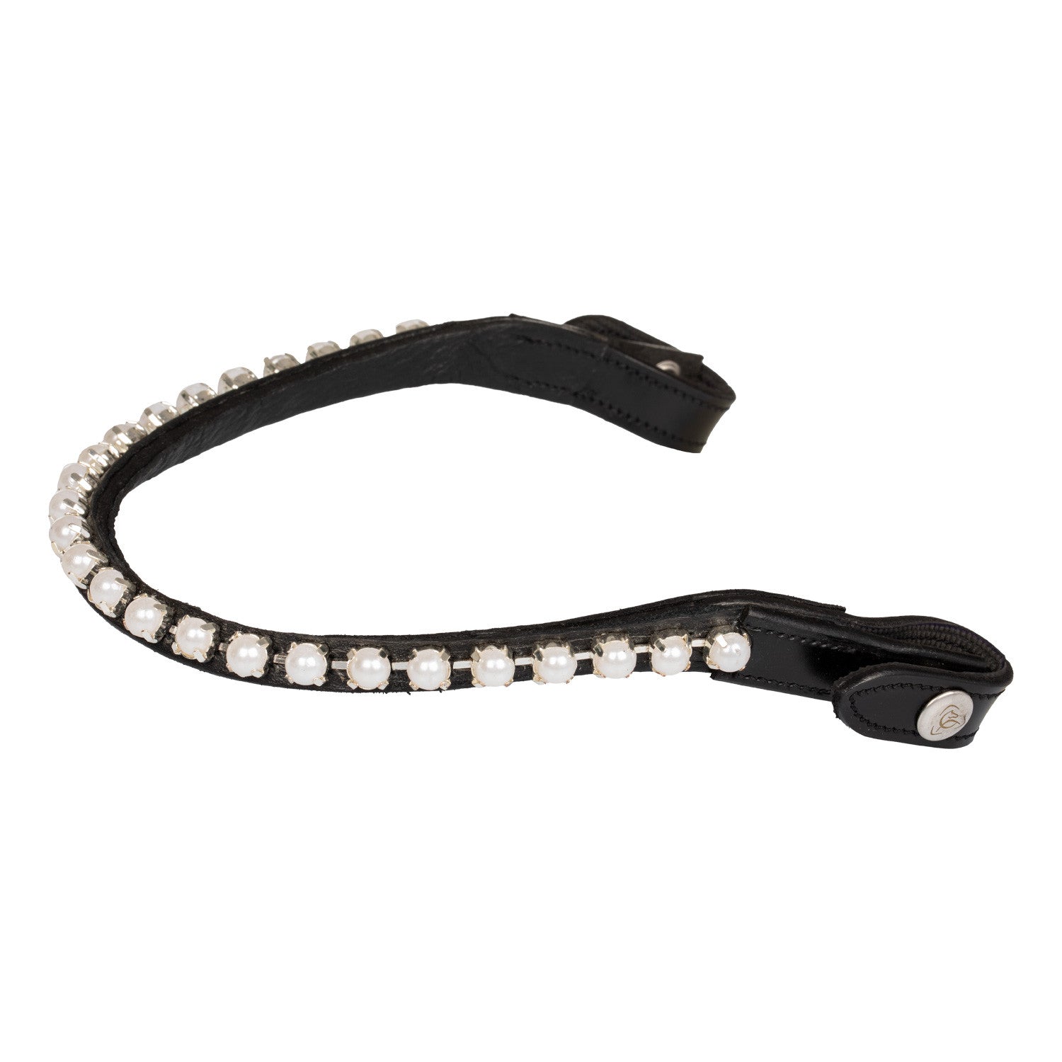 Browband calfskin &amp; pearls.