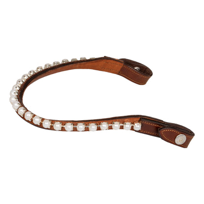 Browband calfskin &amp; pearls.