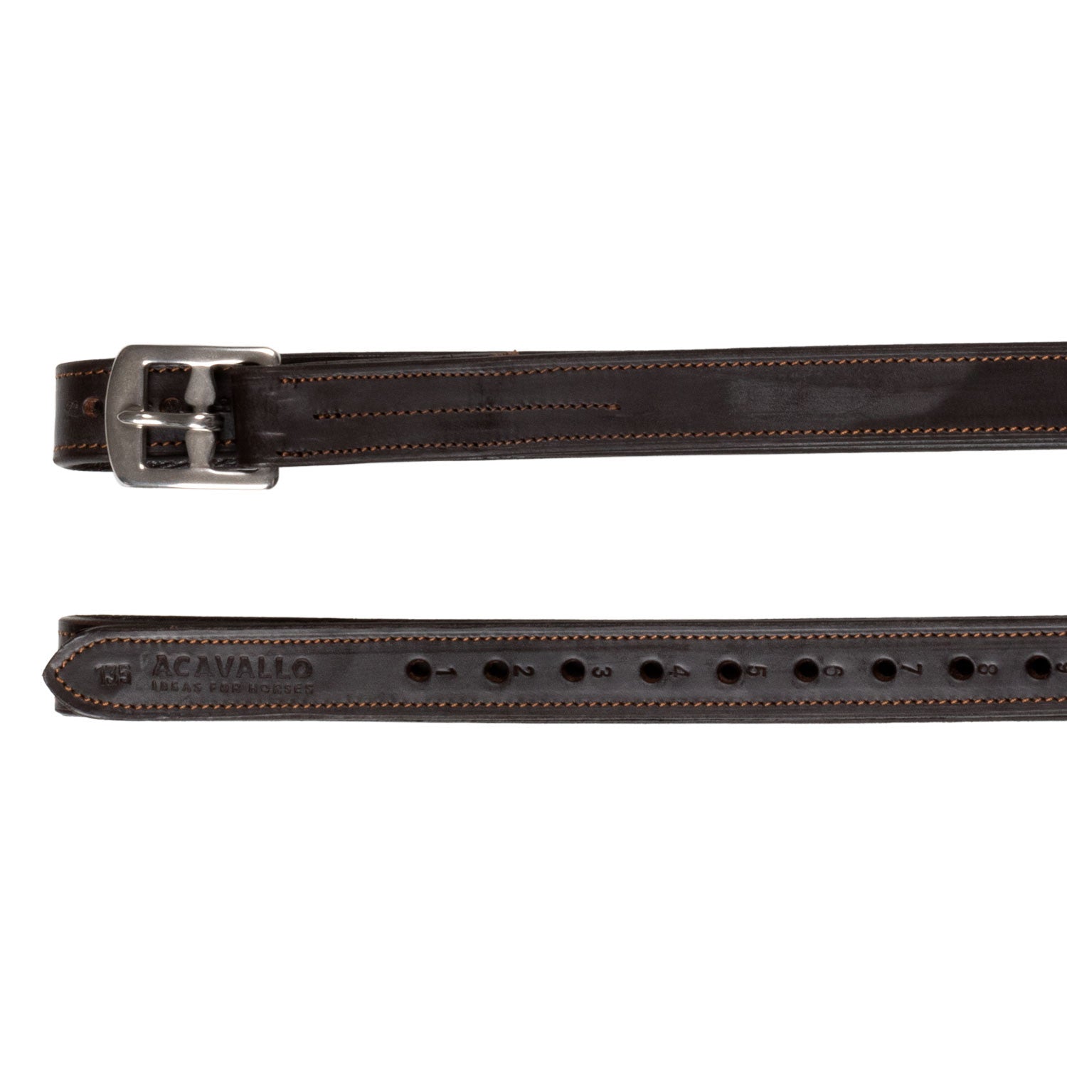 Calfskin stirrup leathers internal reinforcement.