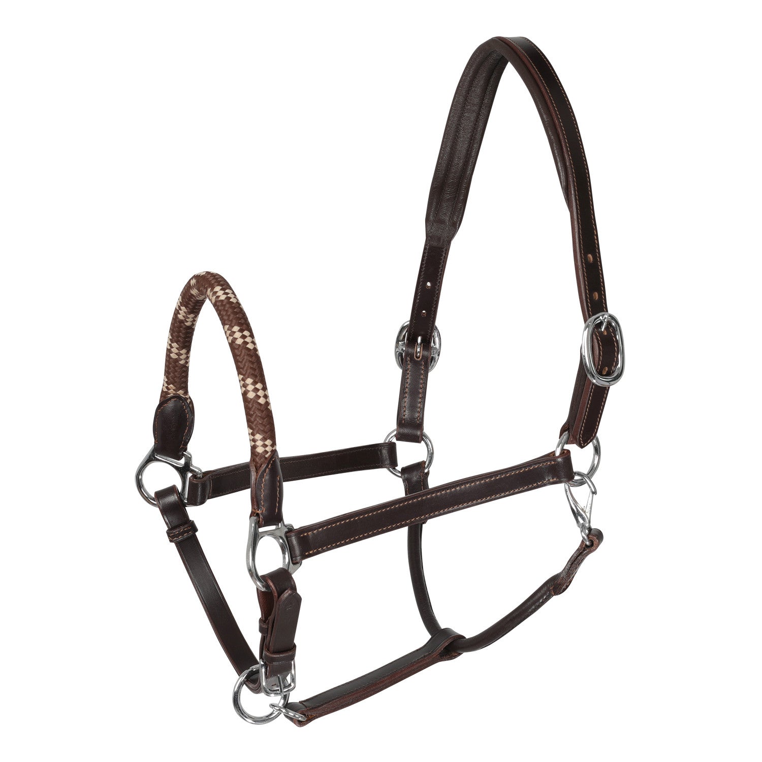 Halter anatomical leather rope noseband.