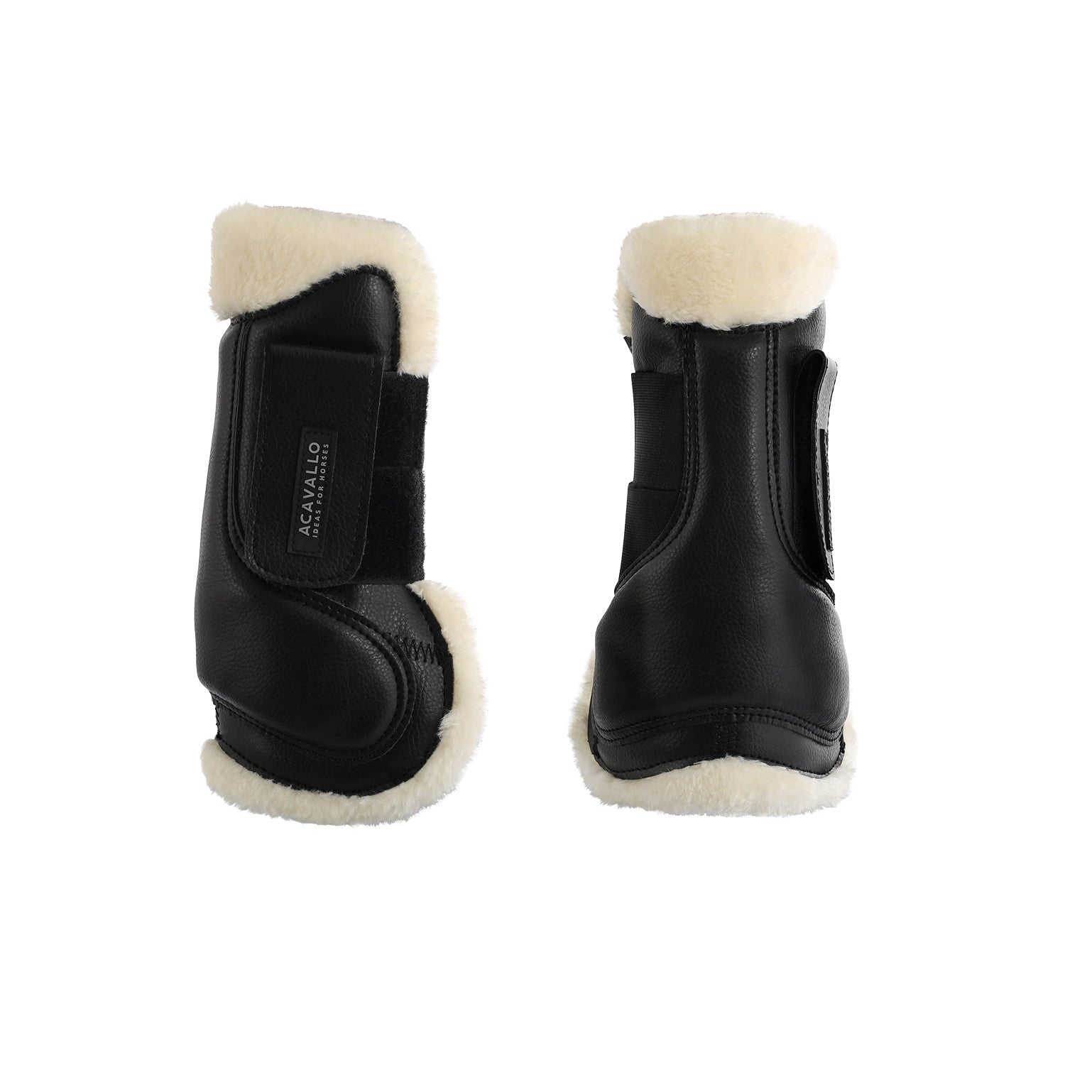 Jumping tendon boots faux sheepskin &amp; hook-and-loop closure.