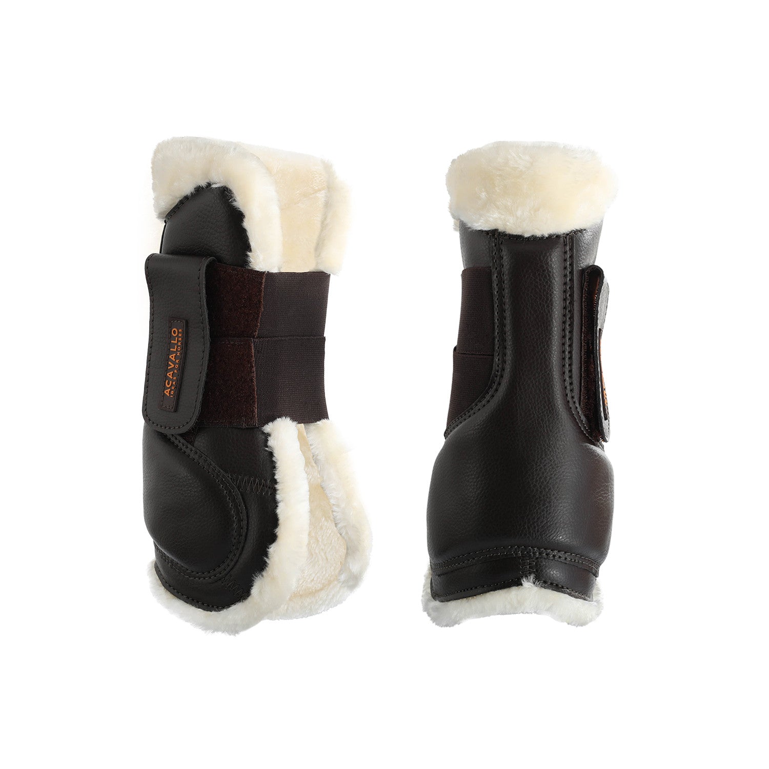 Jumping tendon boots faux sheepskin &amp; hook-and-loop closure.