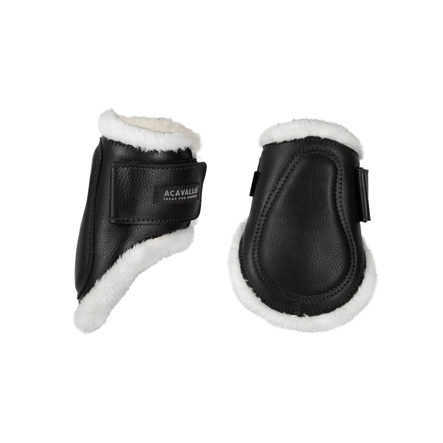 Jumping fetlock boots faux sheepskin &amp; hook-and-loop closure.