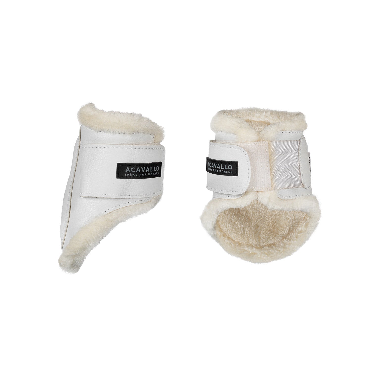 Jumping fetlock boots faux sheepskin &amp; hook-and-loop closure.