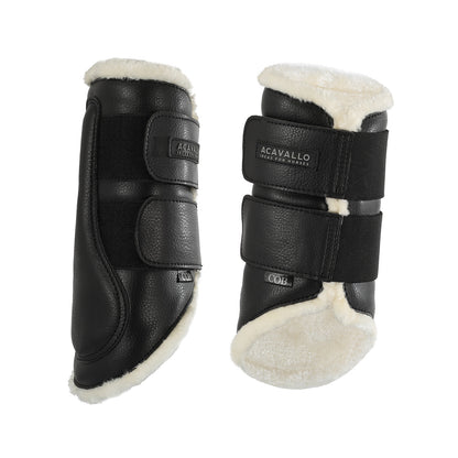 Front brushing boots faux sheepskin &amp; hook-and-loop closure.